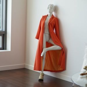 1990's Citrus Custom Silk Coat with yellow lining - Size 2-4